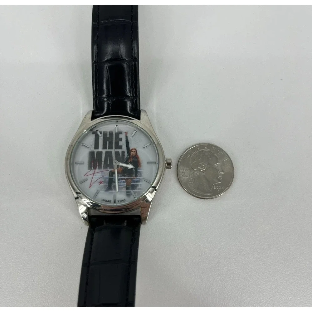 WWE Becky Lynch The Man Watch‎ Men's Size Black Leather Band Game Time New
